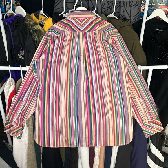 Tommy Hilfiger Vibrant Multicolor Striped Long Sleeve Button Shirt Small - Picture 5 of 6